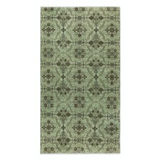 Modern Handmade Turkish Accent Rug with Floral Design and Green Background