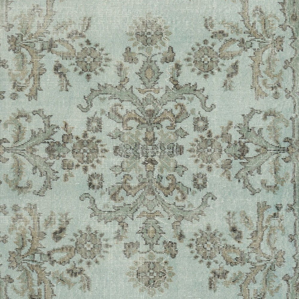 Modern Handmade Anti-Bacterial Turkish Accent Rug with Floral Design and Light Blue Background