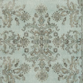 Modern Handmade Anti-Bacterial Turkish Accent Rug with Floral Design and Light Blue Background