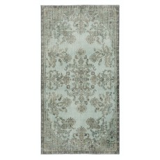 Modern Handmade Anti-Bacterial Turkish Accent Rug with Floral Design and Light Blue Background