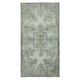 Modern Handmade Anti-Bacterial Turkish Accent Rug with Floral Design and Light Blue Background