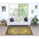 Vintage Turkish Area Rug redyed in Yellow Color for modern interiors