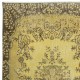 Vintage Turkish Area Rug redyed in Yellow Color for modern interiors