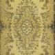 Vintage Turkish Area Rug redyed in Yellow Color for modern interiors