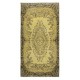 Vintage Turkish Area Rug redyed in Yellow Color for modern interiors