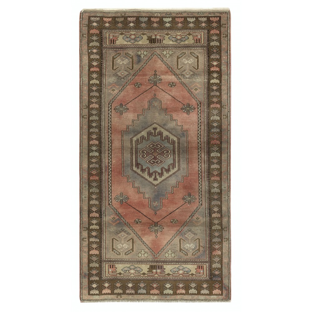 Traditional Vintage Handmade Turkish Rug, 100% Wool