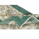 Vintage Handmade Beige Turkish Rug with Floral Design & Solid Green Border