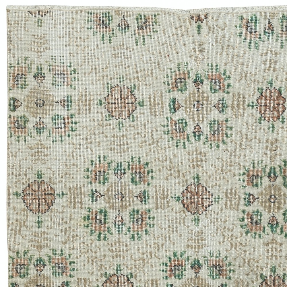 One of a pair Vintage Handmade Turkish Accent Rug with Floral Design