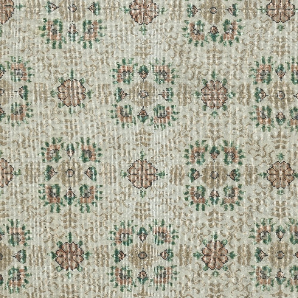 One of a pair Vintage Handmade Turkish Accent Rug with Floral Design