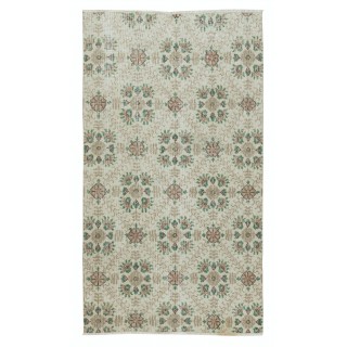 One of a pair Vintage Handmade Turkish Accent Rug with Floral Design