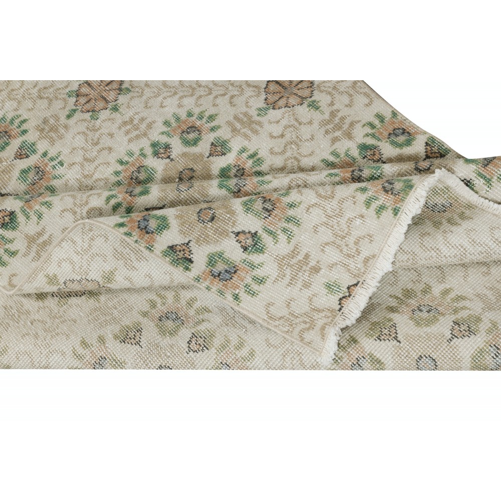 One of a pair Vintage Handmade Turkish Accent Rug with Floral Design