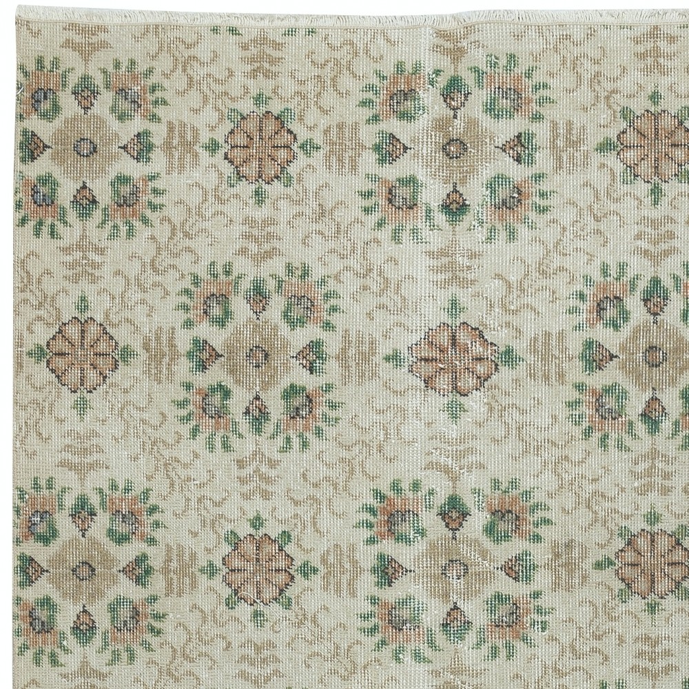 One of a pair Vintage Handmade Turkish Accent Rug with Floral Design