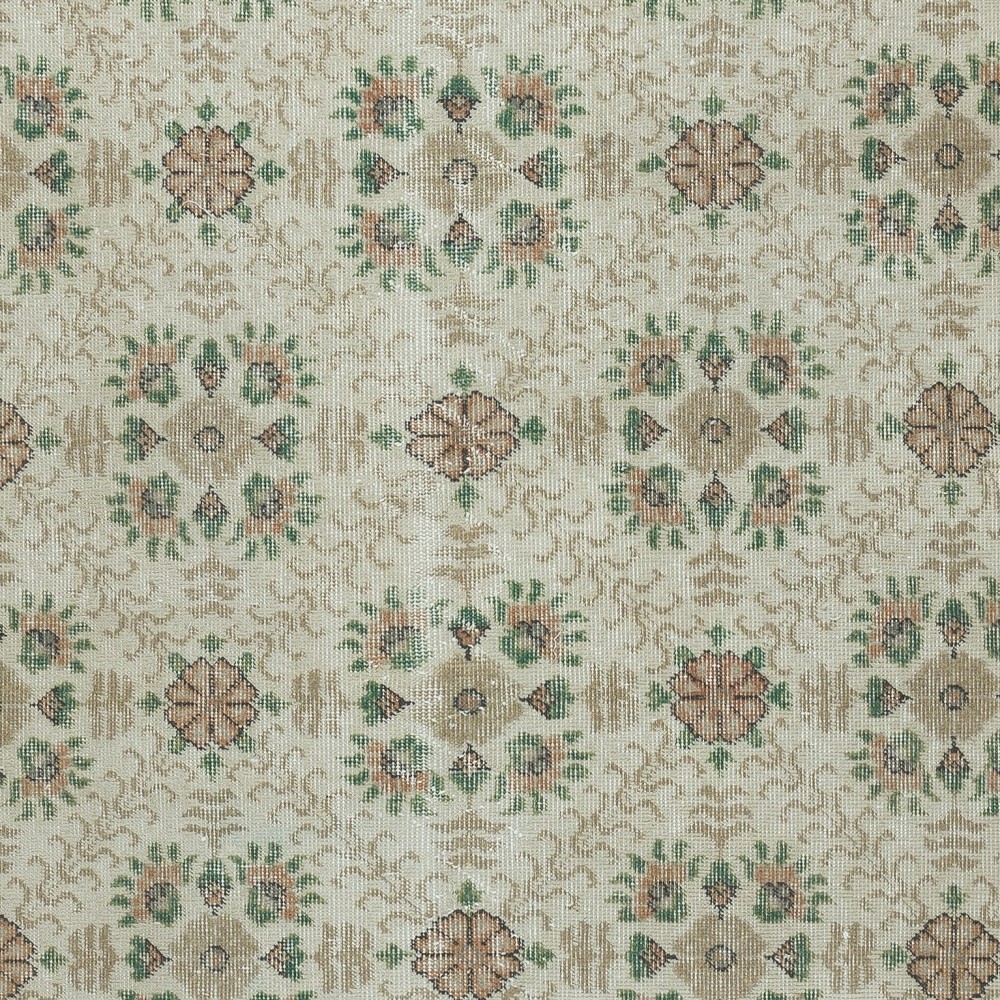 One of a pair Vintage Handmade Turkish Accent Rug with Floral Design