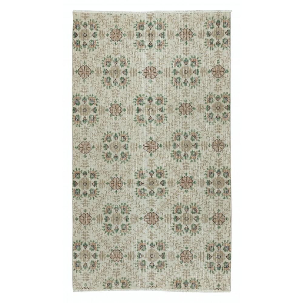 One of a pair Vintage Handmade Turkish Accent Rug with Floral Design