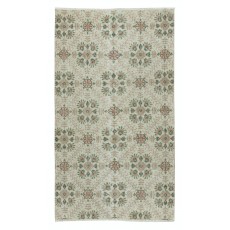 One of a pair Vintage Handmade Turkish Accent Rug with Floral Design