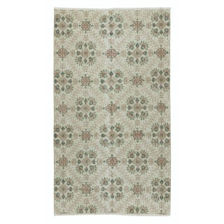 One of a pair Vintage Handmade Turkish Accent Rug with Floral Design
