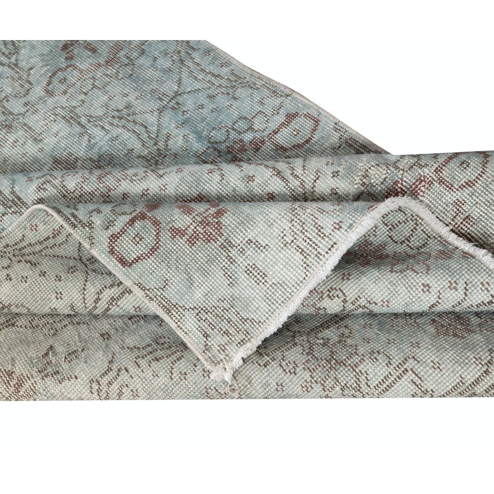 Light Blue Color Handmade Turkish Wool Area Rug for Modern Home and Office Decor