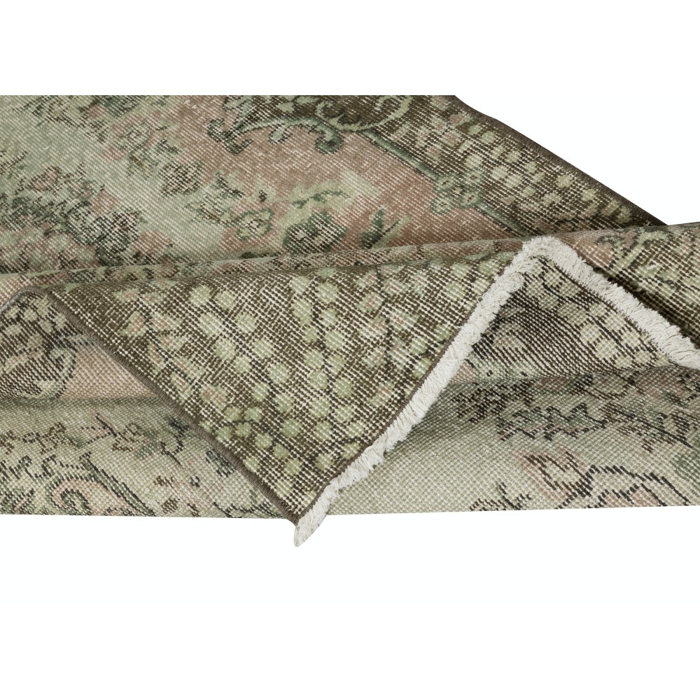 Green Color Modern Accent Rug with Medallion Design, Handmade in Turkey
