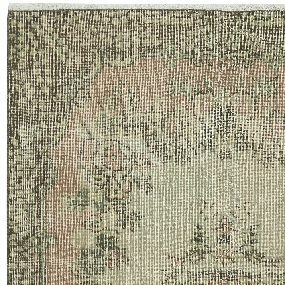 Green Color Modern Accent Rug with Medallion Design, Handmade in Turkey