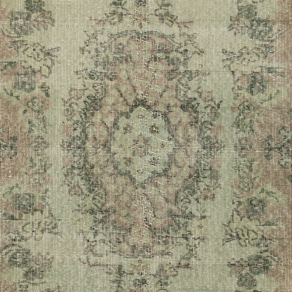 Green Color Modern Accent Rug with Medallion Design, Handmade in Turkey