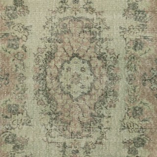 Green Color Modern Accent Rug with Medallion Design, Handmade in Turkey
