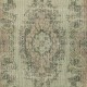 Green Color Modern Accent Rug with Medallion Design, Handmade in Turkey