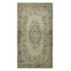 Green Color Modern Accent Rug with Medallion Design, Handmade in Turkey