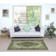 Green Color Medallion Design Accent Rug for Modern Interiors, Handmade in Turkey