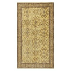 Vintage Floral Design Turkish Area Rug redyed in Yellow Color for modern interiors