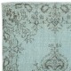 Light Blue Accent Rug with Medallion Design. Hand-Knotted in Turkey