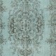 Light Blue Accent Rug with Medallion Design. Hand-Knotted in Turkey