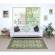 Contemporary Handmade Green Color Turkish Accent Rug with Floral Design
