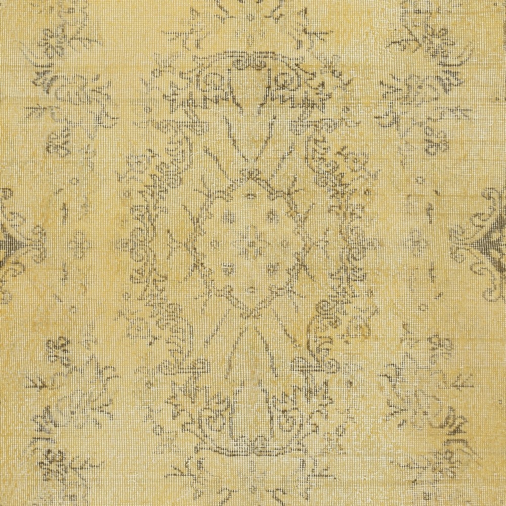 Vintage Handmade Turkish Area Rug dyed in Yellow 4 Modern Interiors