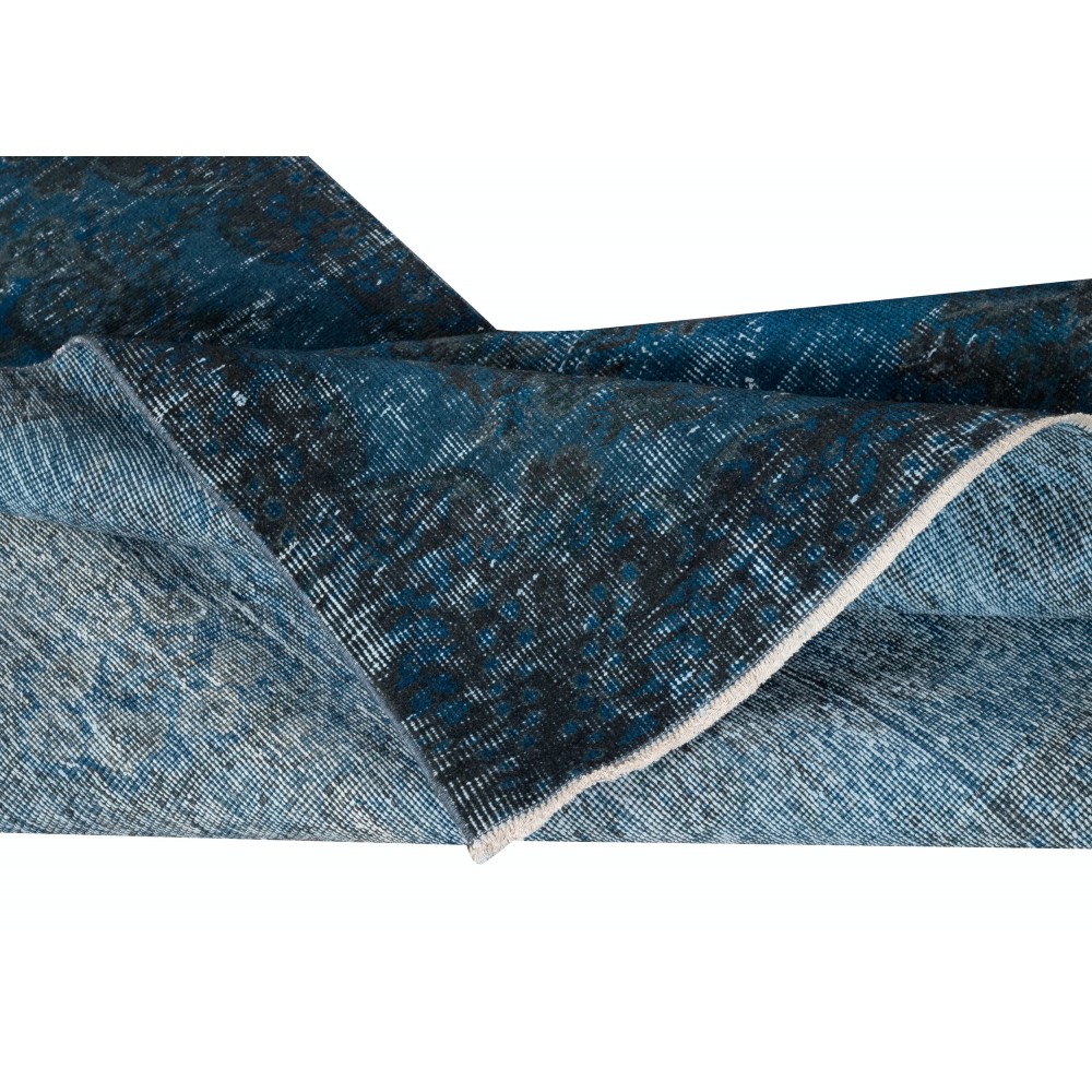 Vintage Handmade Turkish Area Rug Overdyed in Blue 4 Modern Interiors
