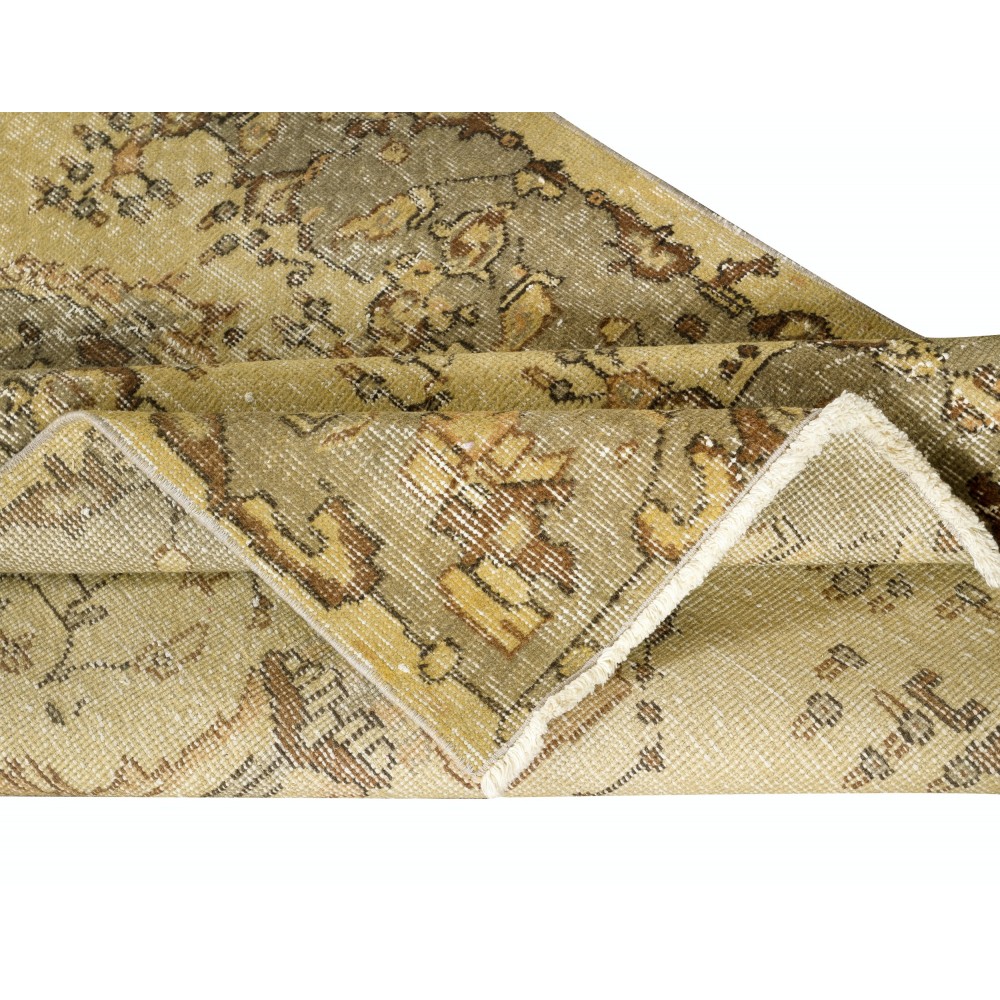Vintage Turkish Area Rug redyed in Yellow Color for modern interiors