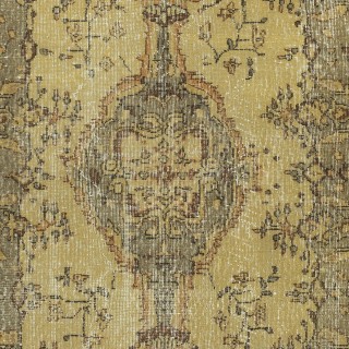 Vintage Turkish Area Rug redyed in Yellow Color for modern interiors