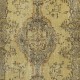 Vintage Turkish Area Rug redyed in Yellow Color for modern interiors