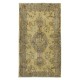 Vintage Turkish Area Rug redyed in Yellow Color for modern interiors