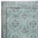 Light Blue Area Rug with Floral Design. Hand-Knotted in Turkey