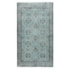 Light Blue Area Rug with Floral Design. Hand-Knotted in Turkey