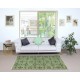 Modern Floral Patterned Area Rug in Green. Hand-Knotted in Turkey
