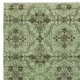 Modern Floral Patterned Area Rug in Green. Hand-Knotted in Turkey