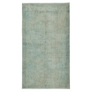 Vintage Handmade Turkish Area Rug Overdyed in Light Blue 4 Modern Interiors