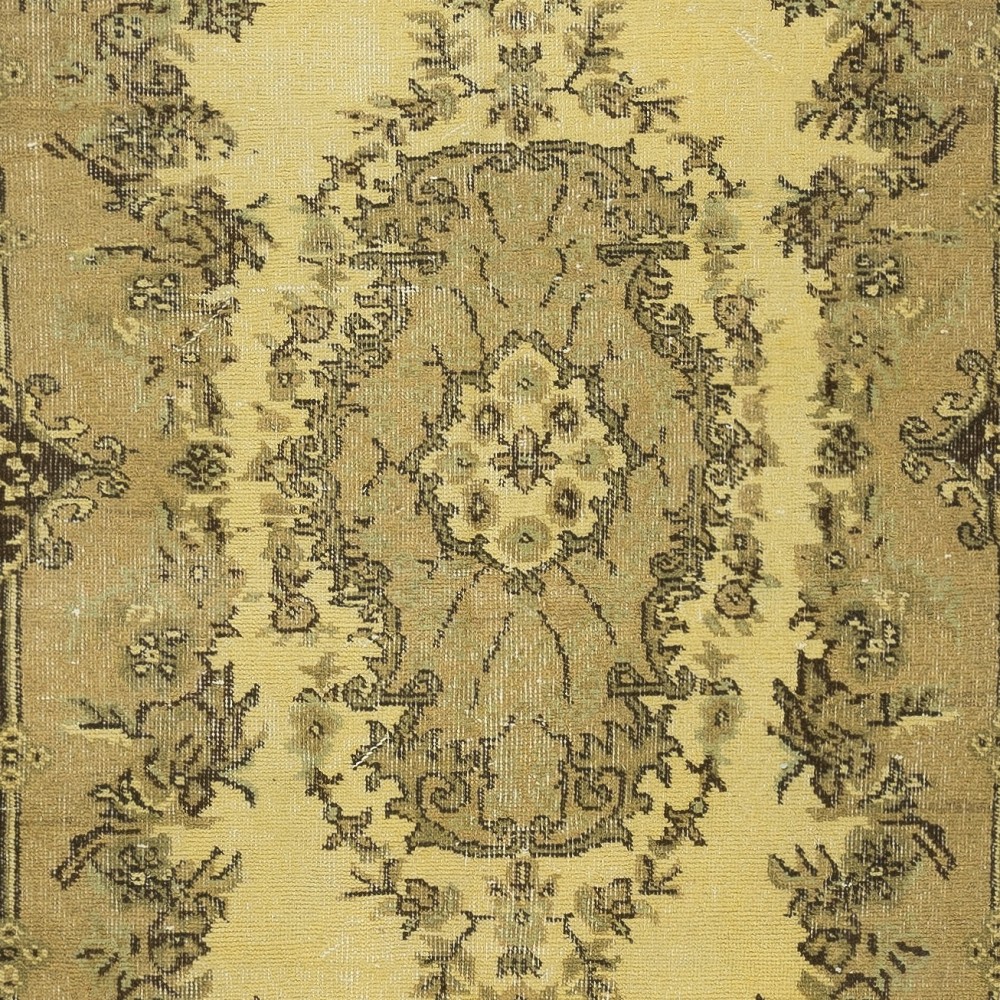 Modern Handmade Anti-bacterial Turkish Rug in Yellow Color, Woolen Floor Covering