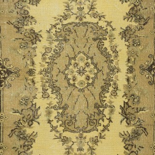 Modern Handmade Anti-bacterial Turkish Rug in Yellow Color, Woolen Floor Covering