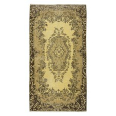 Modern Handmade Anti-bacterial Turkish Rug in Yellow Color, Woolen Floor Covering