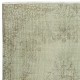 Modern Turkish Floor Rug in Green Color. Hand Knotted Area Rug for Kitchen and Living Room