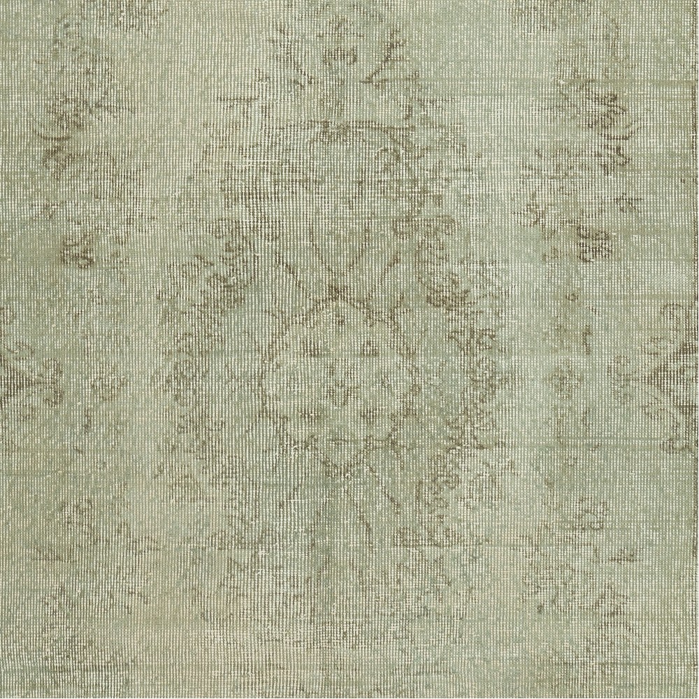 Modern Turkish Floor Rug in Green Color. Hand Knotted Area Rug for Kitchen and Living Room