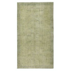 Overdyed Light Green Area Rug. Hand-Knotted in Turkey. Wool pile on cotton foundation