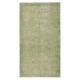 Overdyed Light Green Area Rug. Hand-Knotted in Turkey. Wool pile on cotton foundation